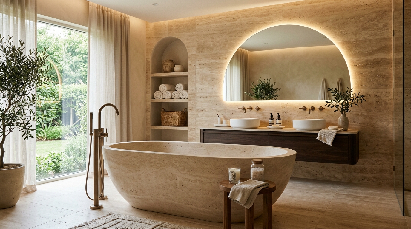 Mineral Oasis Spa Bath Travertine Ensuite